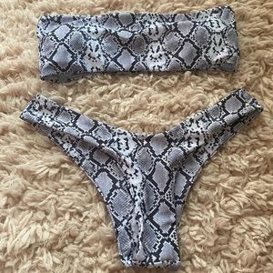 snakeskin tube top bikini